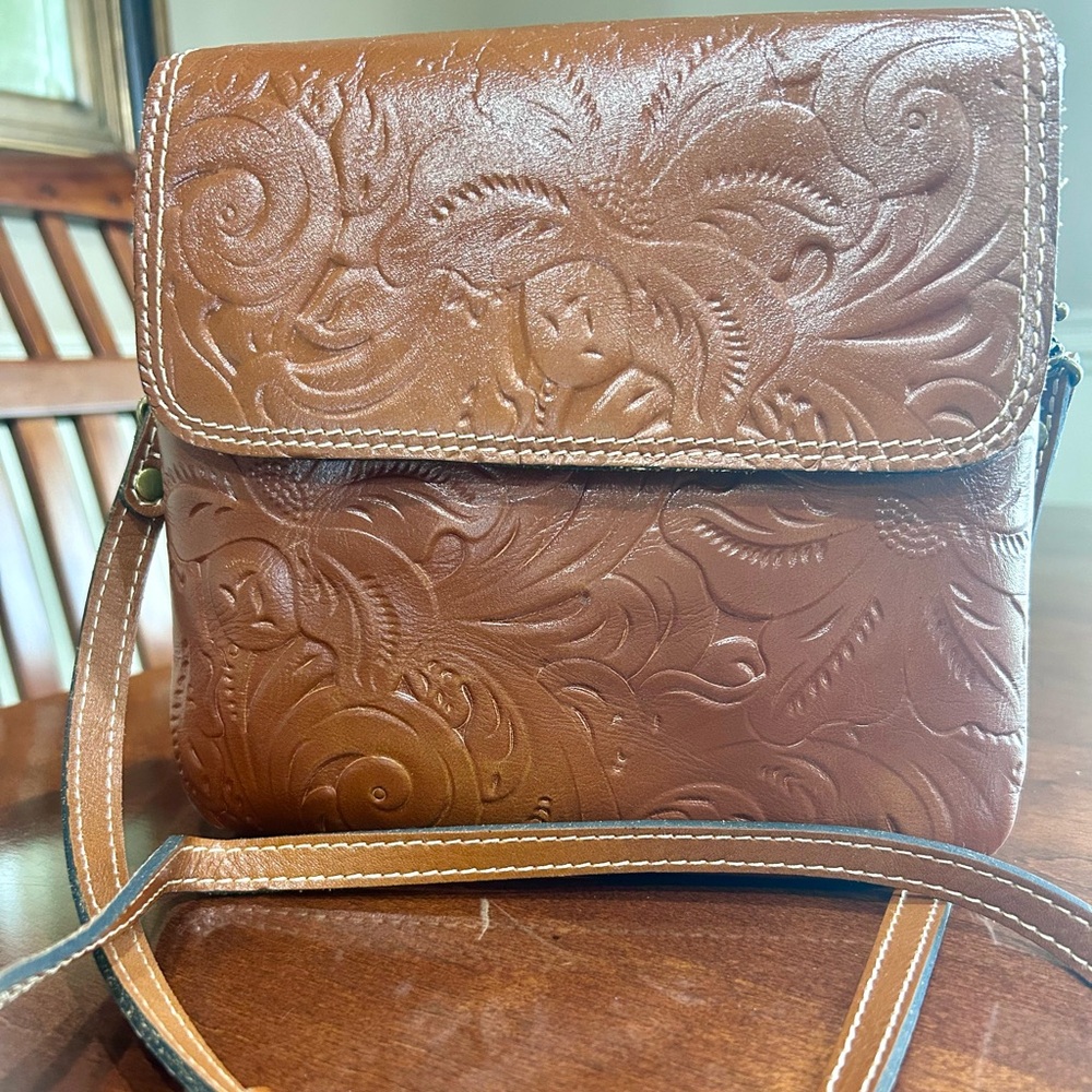 Patricia Nash Embossed Brown Leather Bag